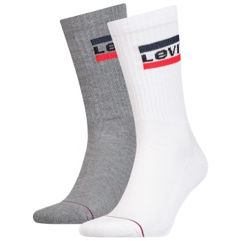 Levis Strømper 2P Sport Regular Cut Sock Hvid/Grå Str 35/38