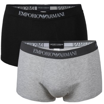 Emporio Armani Armani Pure Cotton Trunk 2P Grå/Sort bomuld X-Large Herre