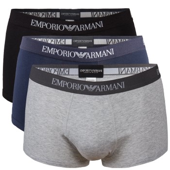 Emporio Armani Armani Pure Cotton Trunks 3P Grå/Blå bomuld Small Herre