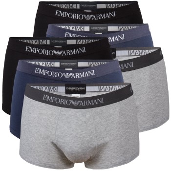 Emporio Armani Armani Pure Cotton Trunks 6P Grå/Blå bomuld Medium Herre