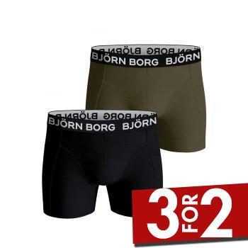 Björn Borg 2P Cotton Stretch Shorts 2112 Sort/Grøn bomuld Large Herre