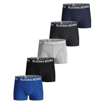 Björn Borg 5P Cotton Stretch Shorts For Boys Blå/Grå bomuld 146-152