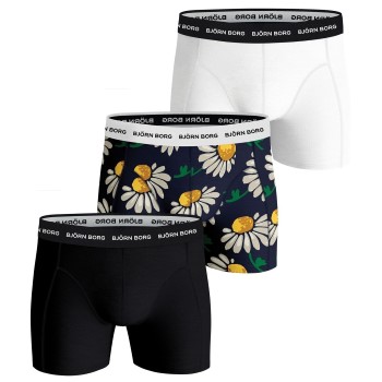 Björn Borg 3P Essential Shorts 2033 Sort blomstret bomuld Medium Herre