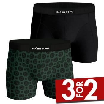 Björn Borg 2P Premium Cotton Stretch Boxer Sort/Grøn bomuld Large Herre