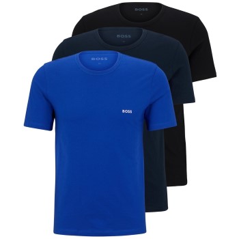 BOSS 3P Classic Cotton Solid T-Shirt Sort/Blå bomuld Medium Herre