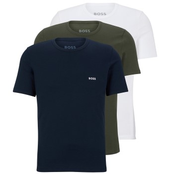 Se BOSS 3P Classic Cotton Solid T-Shirt Blå/Grøn bomuld Medium Herre ved Timarco