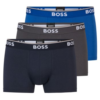 BOSS 3P Cotton Stretch Trunks Grå/Blå bomuld Small Herre