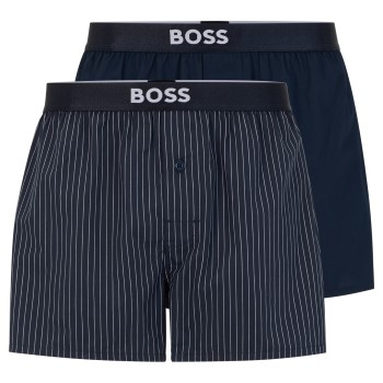 BOSS 2P Patterned Cotton Boxer Shorts EW Marine mønster bomuld Medium Herre