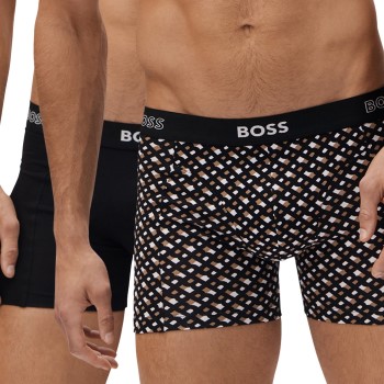 BOSS 2P Print Boxer Brun mønstret bomuld Large Herre