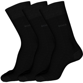 BOSS Strømper 3P RS Finest Soft Cotton Sock Sort Str 43/46 Herre