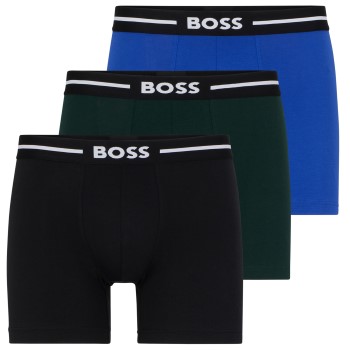 BOSS 3P Solid Cotton Bold Boxer Sort/Blå bomuld Small Herre