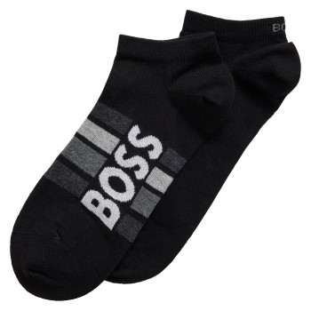 BOSS Strømper 2P Stripe Cotton Ankle Socks Sort Str 43/46