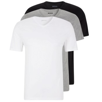 Se BOSS 3P V-Neck Classic T-shirt Hvid/Grå bomuld Small Herre ved Timarco