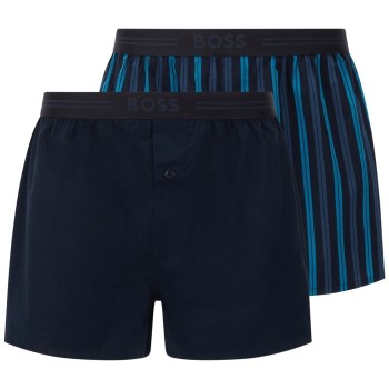 Se BOSS 2P Woven Boxer Shorts With Fly Blå/Lila bomuld Large Herre ved Timarco