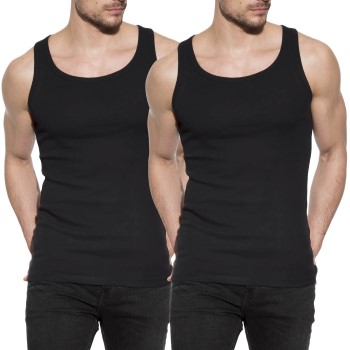 Bread & Boxers Bread and Boxers Men Tanks 2P Sort økologisk bomuld Medium Herre