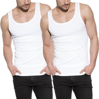 Bread & Boxers Bread and Boxers Men Tanks 2P Hvid økologisk bomuld Small Herre