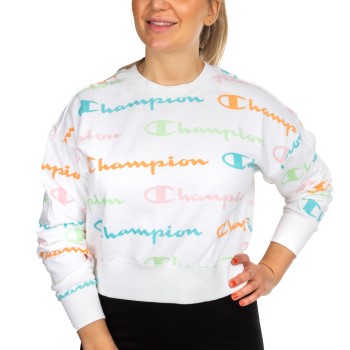 Se Champion American Classics Women Crewneck Print Hvid Mønster Small Dame ved Timarco