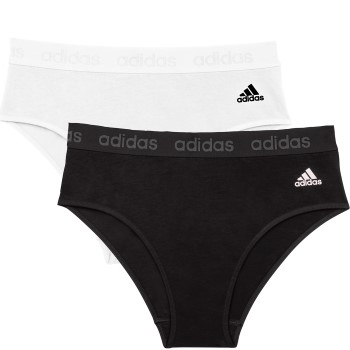 adidas Trusser 2P Solid Cotton Bikini Style Brief Multi Sort/Hvid bomuld Small Dame