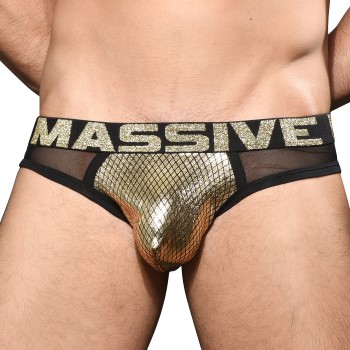 Andrew Christian MASSIVE Golden Mesh Jock Sort/Guld polyester Small Herre