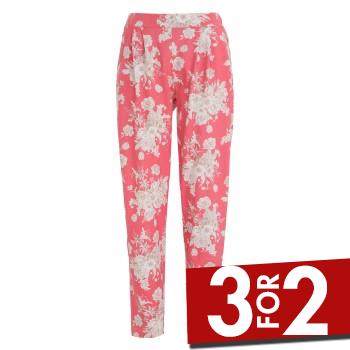 Damella Flower Cotton Pyjama Pants Rosa Mønster  bomuld Small Dame