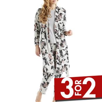 Damella Greymelange Flower Wrap Around Robe Grå X-Large Dame