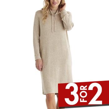 Damella Knitted Long Sleeve Lounge Dress Beige Small Dame