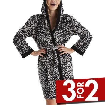 Damella Velour Leo Hoodie Robe Leopard Small Dame