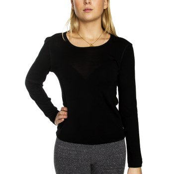 Se Damella Wool Long Sleeve Top Sort uld XX-Large Dame ved Timarco