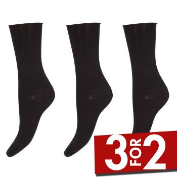 Decoy Strømper 3P Thin Comfort Top Socks Sort Strl 37/41 Dame