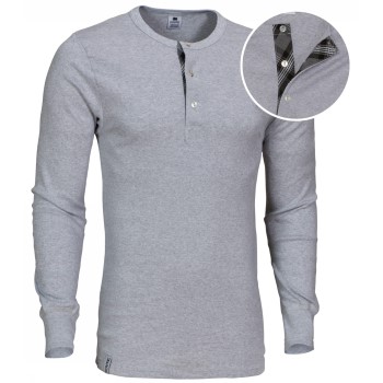 Se Dovre Organic Cotton Grand Dad Rib Shirt Grå økologisk bomuld Large Herre ved Timarco