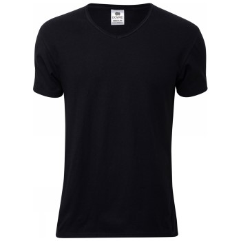 Se Dovre Organic Cotton V-Neck T-shirt Sort økologisk bomuld Small Herre ved Timarco