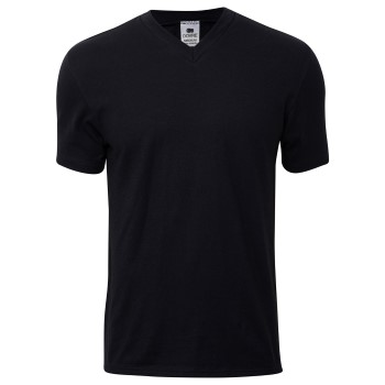 Dovre Single Jersey  V-neck T-Shirt Sort bomuld Small Herre