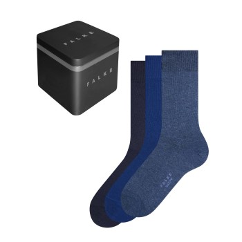 Falke KGaA Falke Strømper 3P Happy Socks Gift Box Marine/Blå Str 43/46 Herre