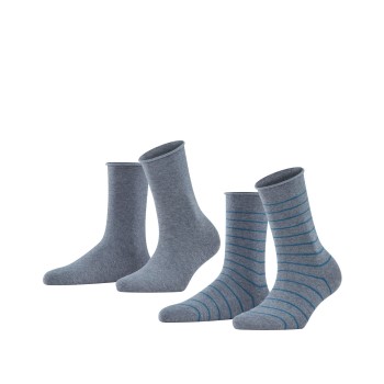 Falke KGaA Falke Strømper 2P Women Happy Stripe Socks Grå Str 35/38 Dame