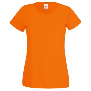 Se Fruit of the Loom Lady-Fit Valueweight T Orange bomuld Large Dame ved Timarco