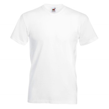 Se Fruit of the Loom Valueweight V-neck T Hvid bomuld Large Herre ved Timarco