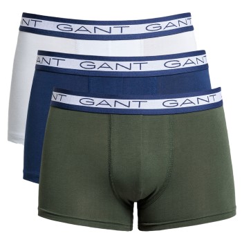 Gant 3P Basic Cotton Trunks Blå/Grøn bomuld Small Herre