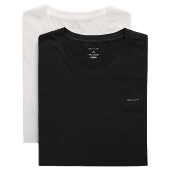 Gant 2P Basic Crew Neck T-Shirt Sort/Hvid bomuld Small Herre