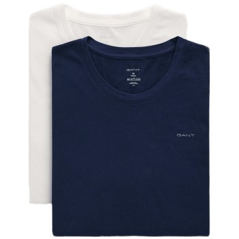 Gant 2P Basic Crew Neck T-Shirt Hvid/Marine bomuld Small Herre