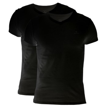 Se Gant 2P Basic V-Neck T-Shirt Sort bomuld Small Herre ved Timarco