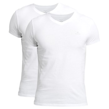 Se Gant 2P Basic V-Neck T-Shirt Sort/Hvid bomuld Medium Herre ved Timarco