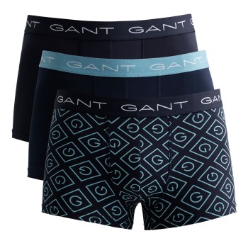 Gant 3P Cotton Stretch Print Trunks Marineblå bomuld Medium Herre