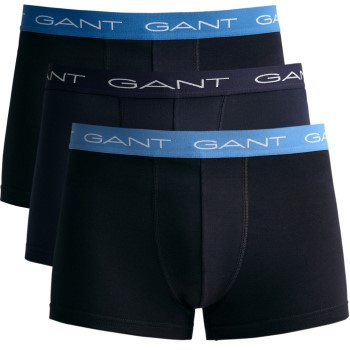 Gant 3P Cotton Trunks Sort/Blå bomuld X-Large Herre