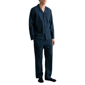 Se Gant Woven Cotton Stripe Pajama Set Blå/Grøn bomuld Medium Herre ved Timarco