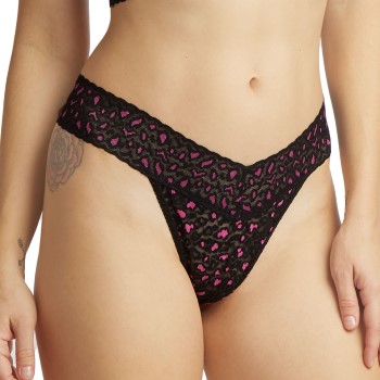 Hanky Panky Trusser Cross Dyed Leopard Original Rise Thong Sort/Rosa nylon One Size Dame