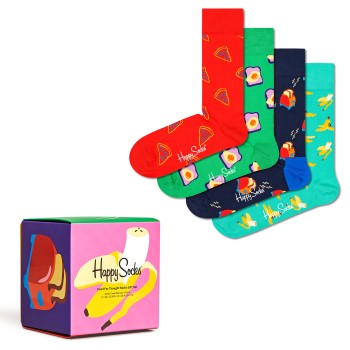 Happy socks Strømper 4P Food For Thought Socks Gift Box Rød/Grøn bomuld Str 36/40