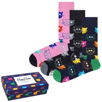 Happy socks Strømper 3P Mixed Cat Socks Gift Box Flerfarvet bomuld Str 41/46