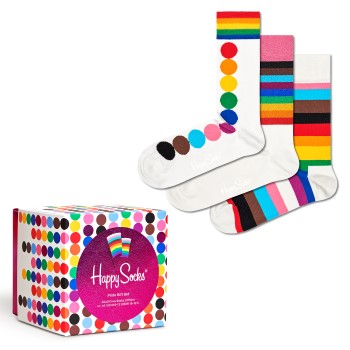 Happy socks Strømper 3P Pride Print Gift Box Hvid bomuld Str 41/46