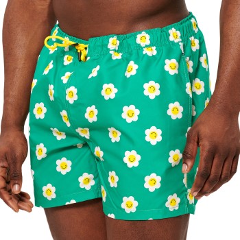 Happy socks Badebukser Smiley Daisy Swim Shorts Grøn m. blomst Large Herre