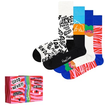 Happy socks Strømper 4P WWF Gift Box Flerfarvet bomuld Str 36/40